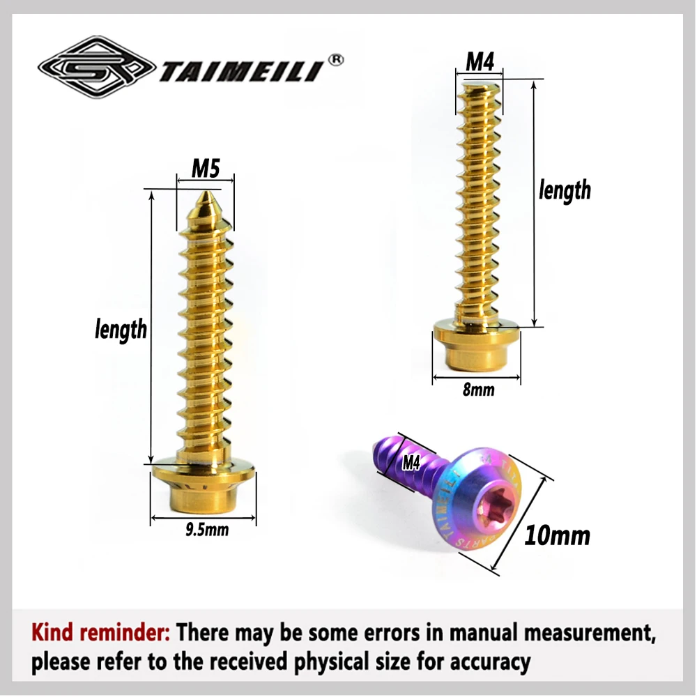 TAIMEILI Titanium bolt T2 series self tapping screw small head M4x22mM5x25mm