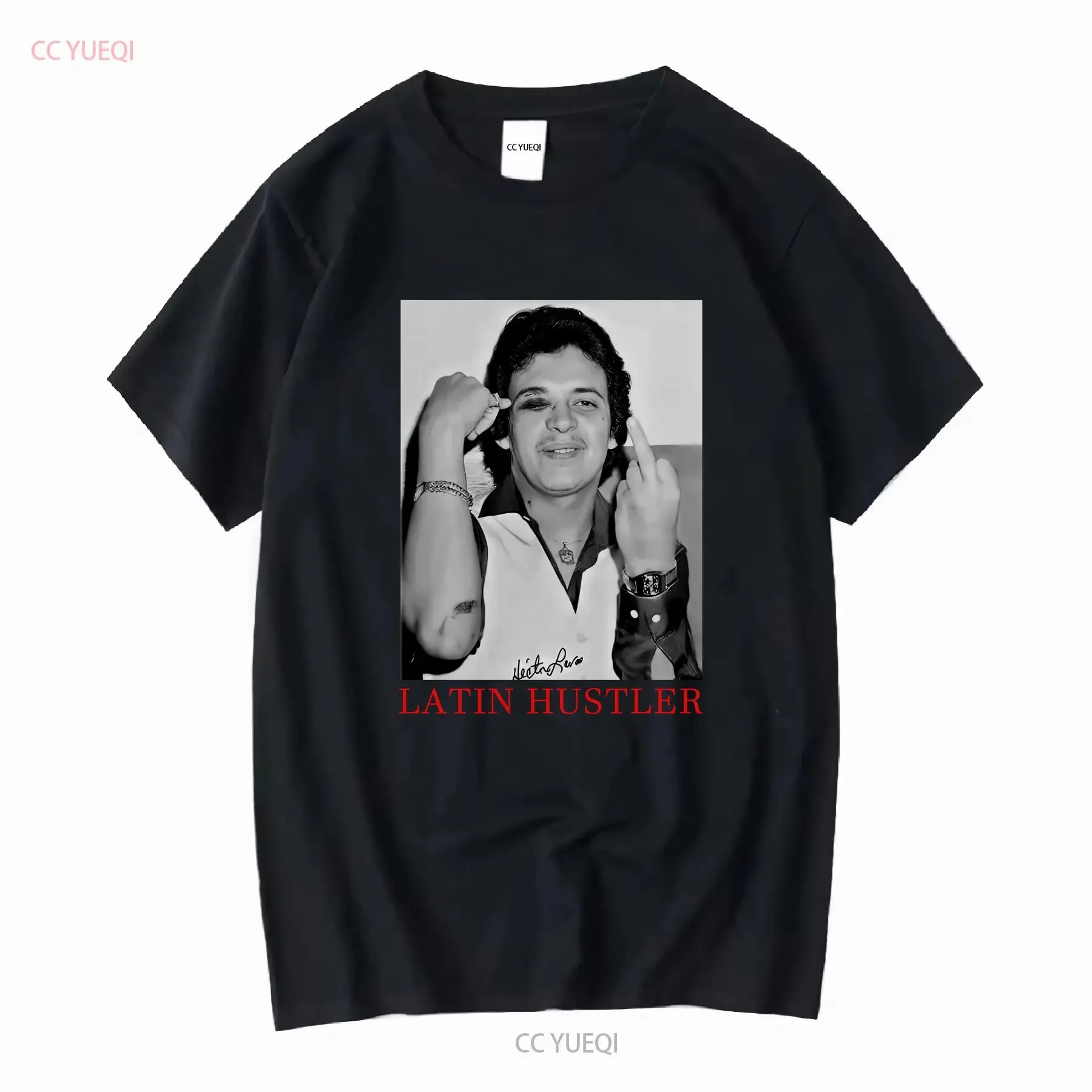 Retro Latin Hustler clásico Héctor Lavoe camiseta The Willie Colón Asalto Navideño vintage lavado ropa de diseñador cómoda