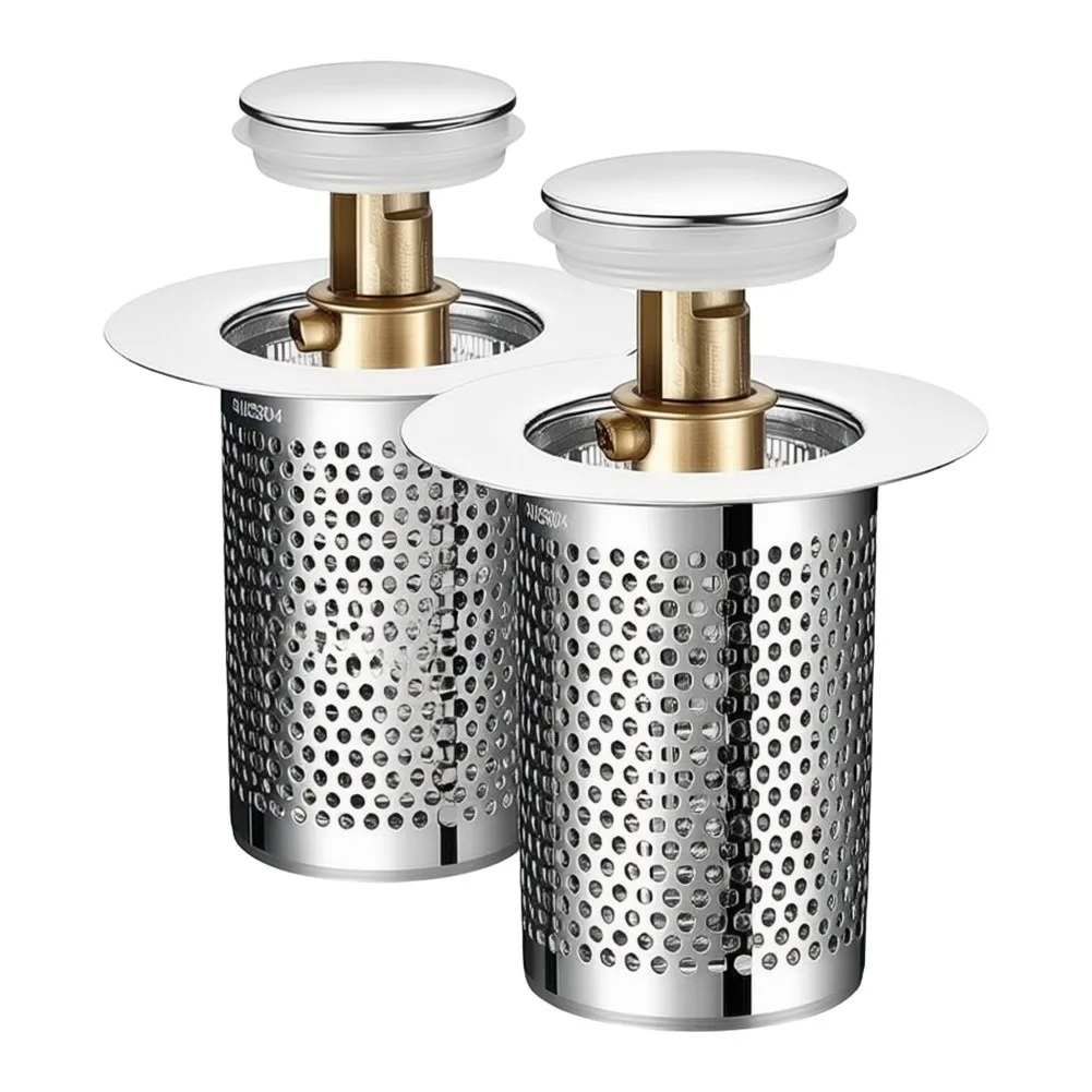 Click‑clack Sink Drain Stopper Large‑Diameter Basin Core With Brass Spring Sink Strainer Kitchen Bathroom Accessory