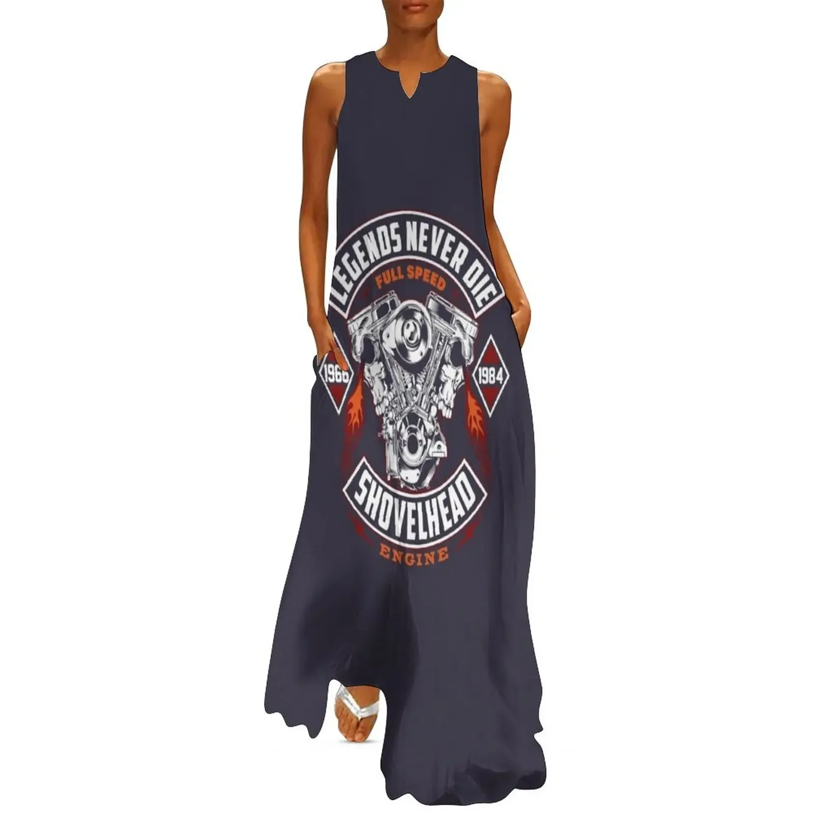 

Most Important Biker Motorcycle Shovelhead Halloween Holiday Long Dress Clothing festival outfit women Dress