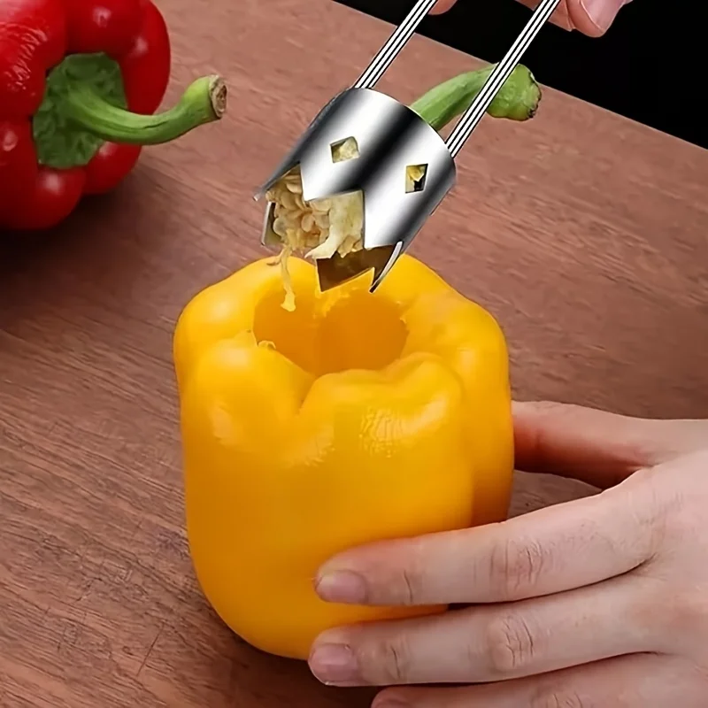Stainless Steel Fruit Corer Portable Core Remover Vegetable Pitter Kitchen Tool for Chili Peppers Melons Apples