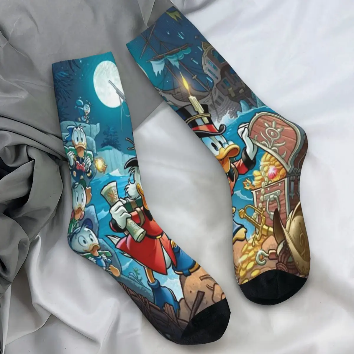 Men's Socks Scrooge McDuck With Glasses Money Stockings Spring Fashion Comfortable Socks Design Cycling Non Slip Socks