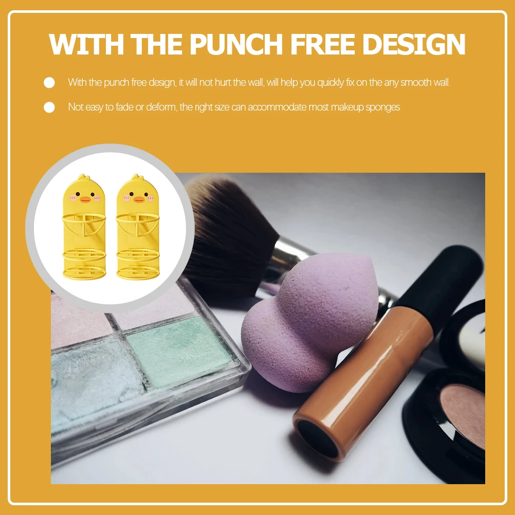 

2Pcs Makeup Sponge Holder ganizer Rack for Dresser Vanity Yellow Travel Beauty Egg Storage Puff Compact Space Saving