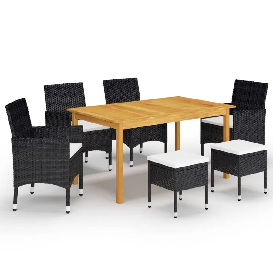 

7 Piece Patio Dining Set Black