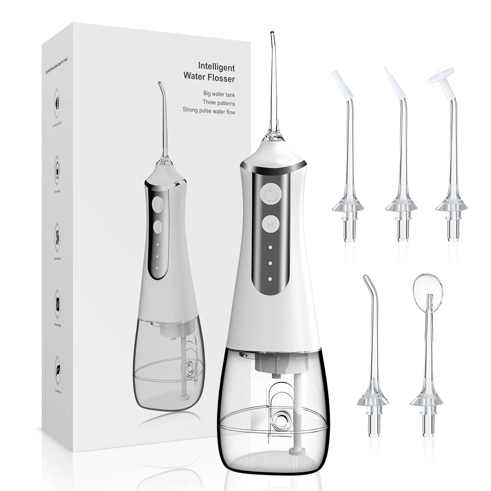 Water Flosser Dental Teeth Portable Cordless Oral Irrigator Large 300ML Rechargeable Travel Flossing Cleaner IPX6 Waterproof