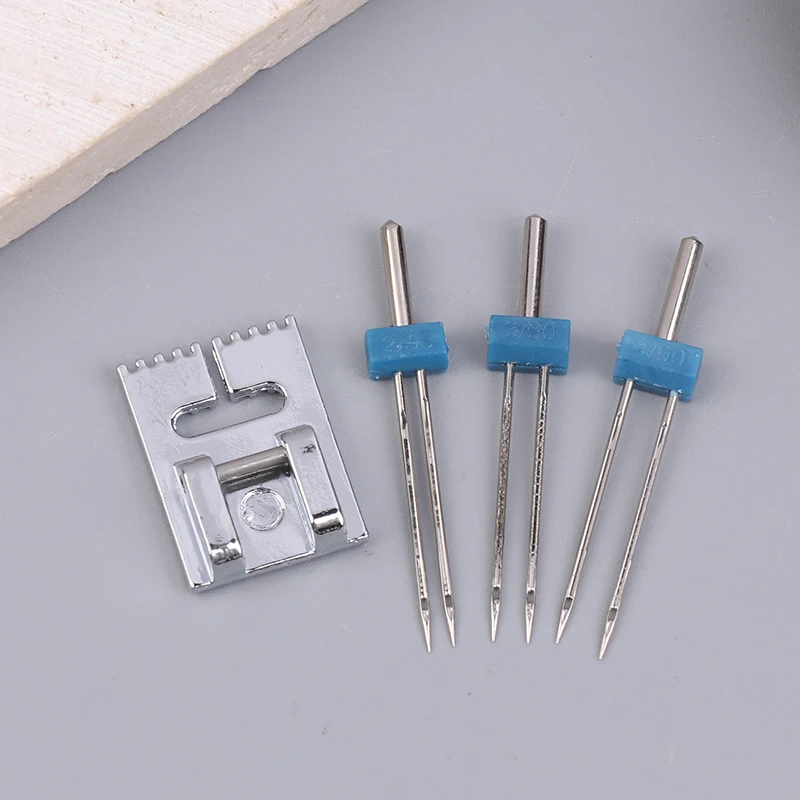 9-Groove Pintuck Foot + 3 إبر مزدوجة (2/3/4 مم) - مجموعة قدم الضغط في ماكينة الخياطة العالمية للاستخدام المنزلي #4
