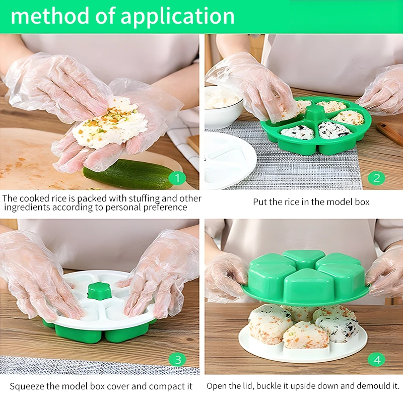 6 в 1, форма для онигири, сделай сам, онигири, рисовые шарики, пищевой пресс, треугольная форма для приготовления суши, набор для суши, кухонные инструменты, коробка для бенто с крышкой