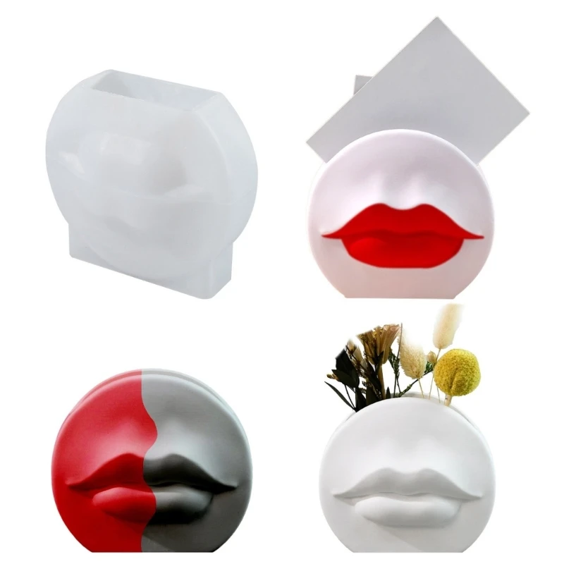 Flexible Lip Dry Flower Vases Mold Flexible Silicone Mold in Lip Form for Personalized Crafts and Birthday Presents