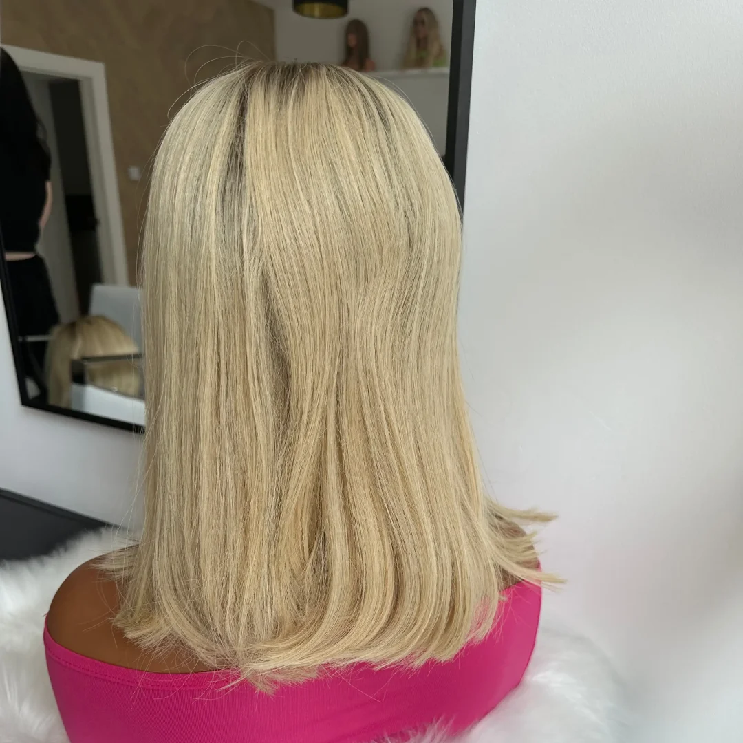 Soft Ombre Blond Straight Hair 150 density and 13×4 100%human hair wig lace front wig, with baby hair pre plucked and f view 3