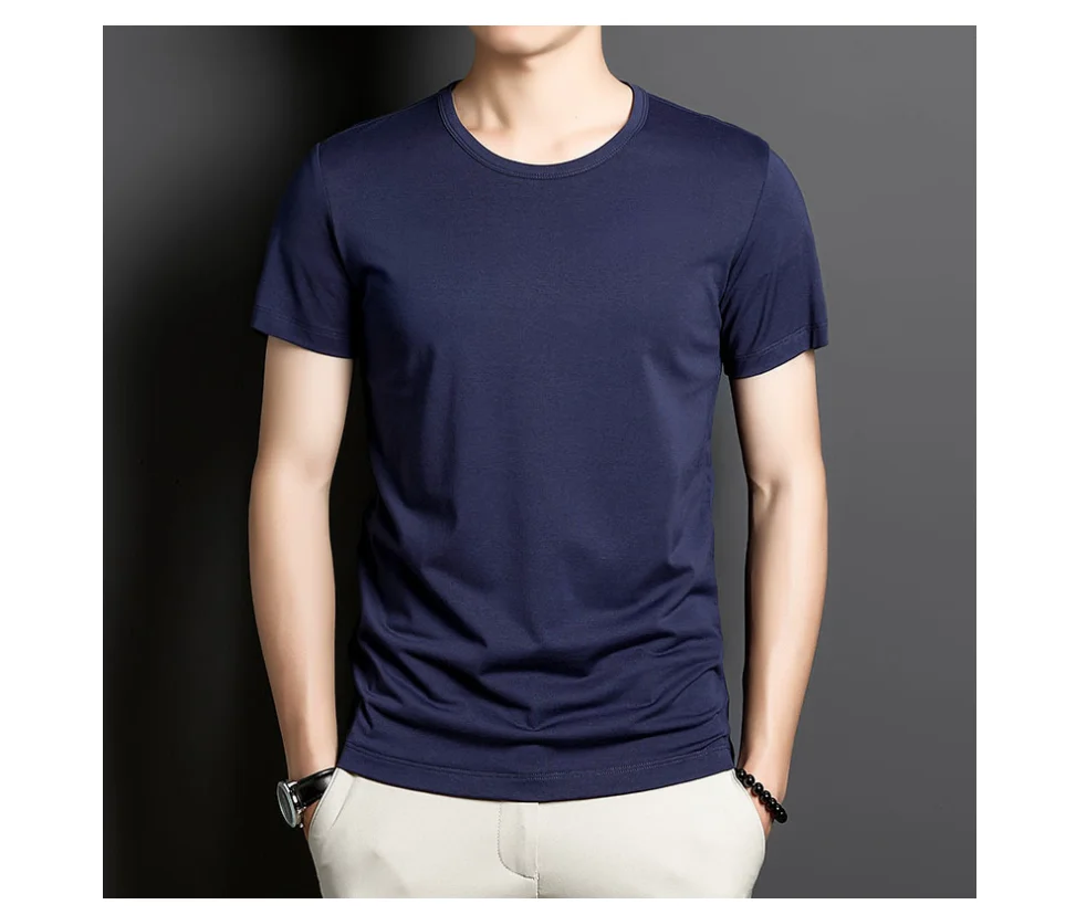 Tees Men T-shirts White Black Short Sleeve Loose Round Neck Bottoming Shirts Trendy Casual Solid Color Pullover Male Clothing