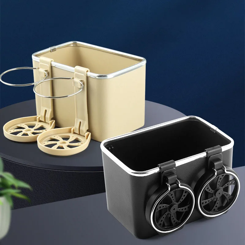 

Car Storage Box Simple Creative Car 2 Water Cup Holder Folding Multifunction Tissue Box Car Armrest Box Storage Box Car Supplies