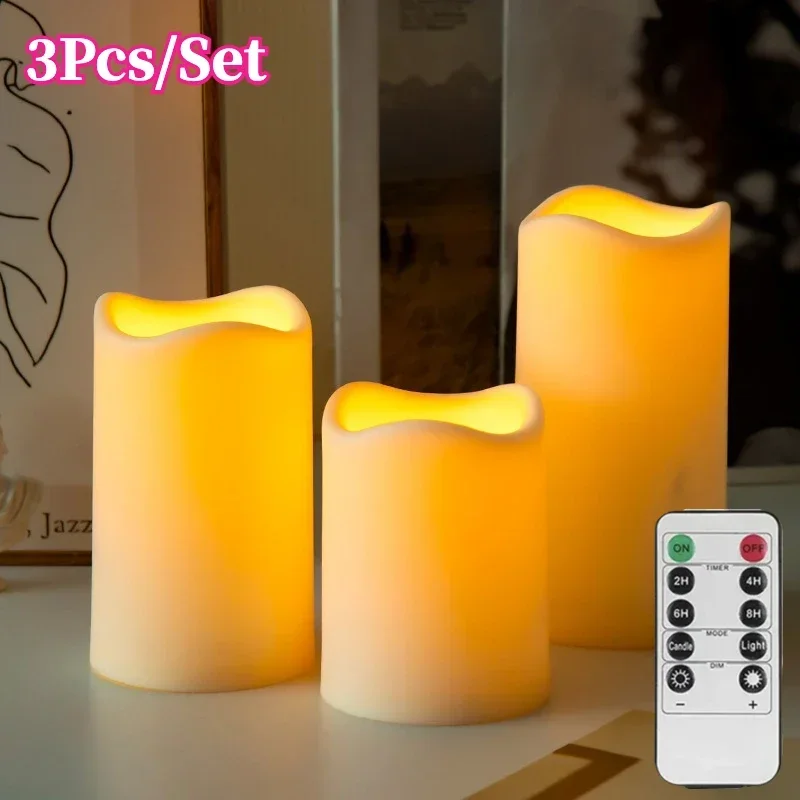 3Pcs/set Remote Control Moving Wick LED Candles Light for Table Centerpiece Wedding Christmas Party Decorations