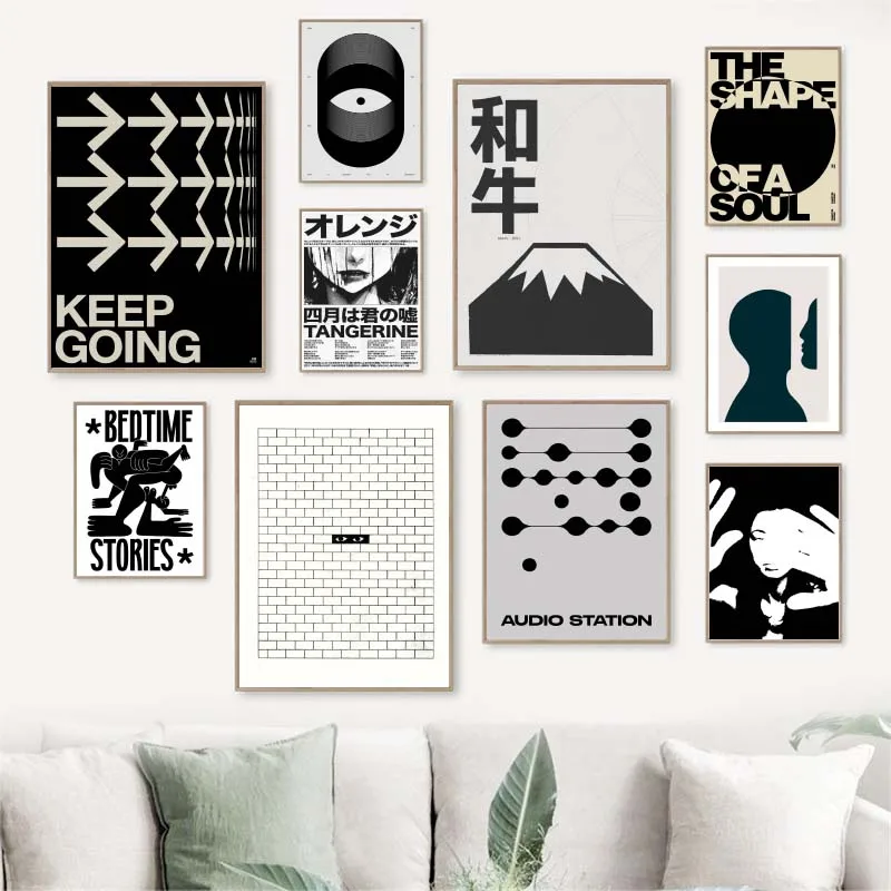 Black White Minimalist Quote Canvas Painting Posters and Prints Aesthetic Wall Art Pictures for Home Living Room Decor No Frame