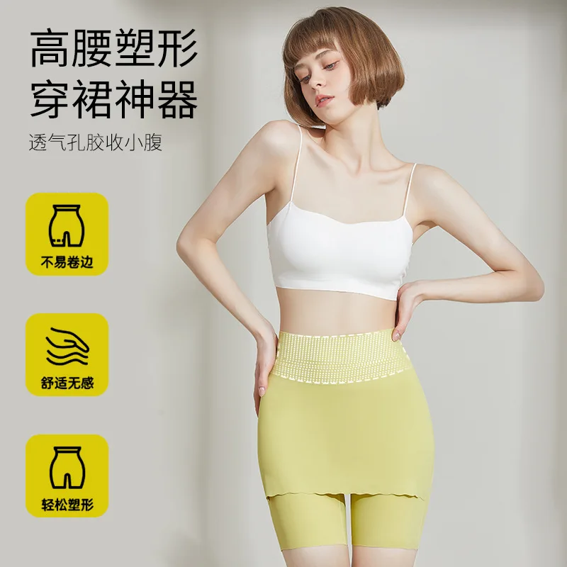 

Summer thin high-waisted belly-controlling leggings for women with double-layer protection in the triangle area, anti-exposure c