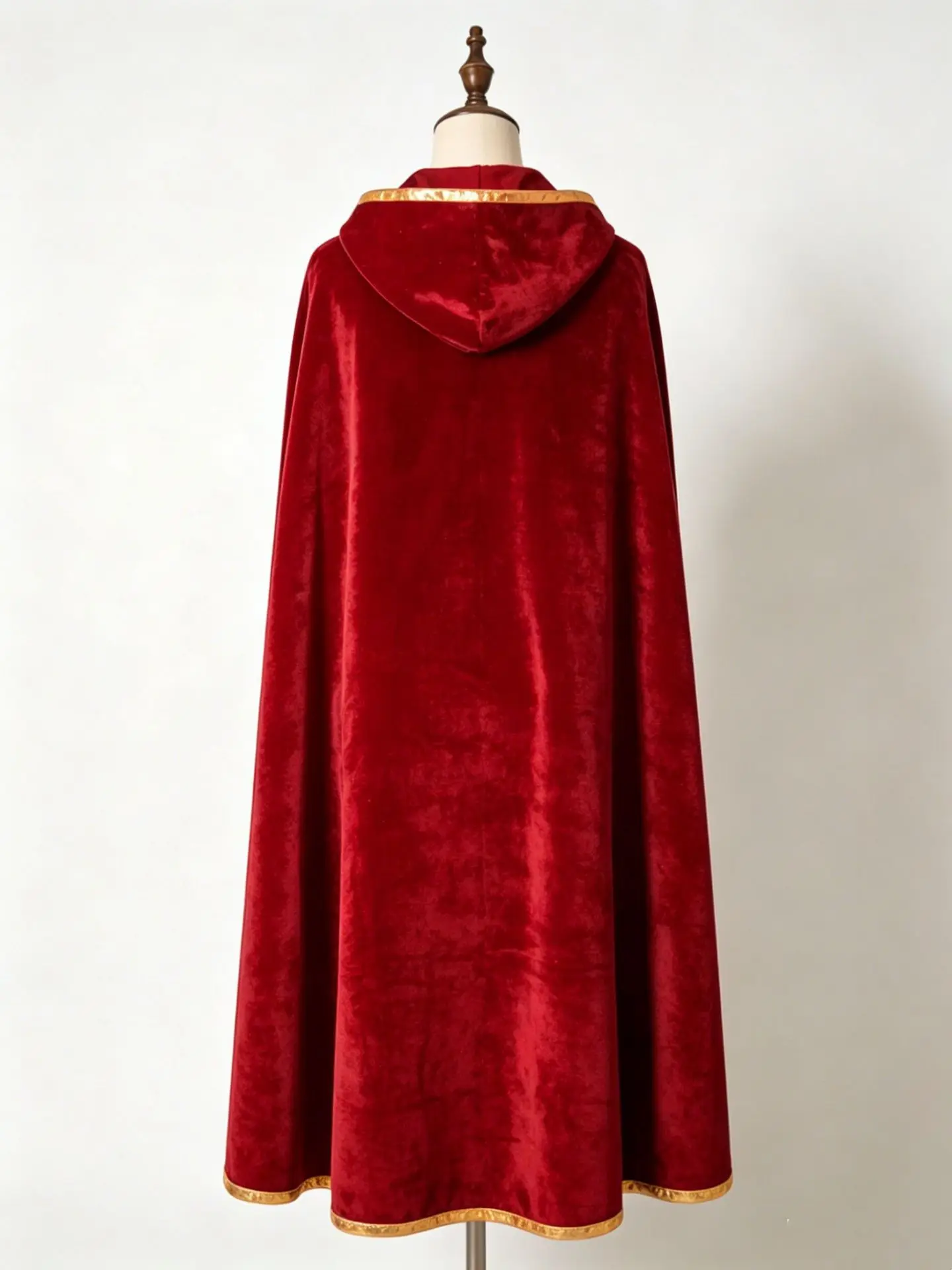 Vintage Kapuzenumhang aus Samt mit Goldrand, Renaissance-Hexenkostüm, mehrfarbig, Halloween, Feiertagsparty, Maskerade, Cosplay-Robe – Detail 5