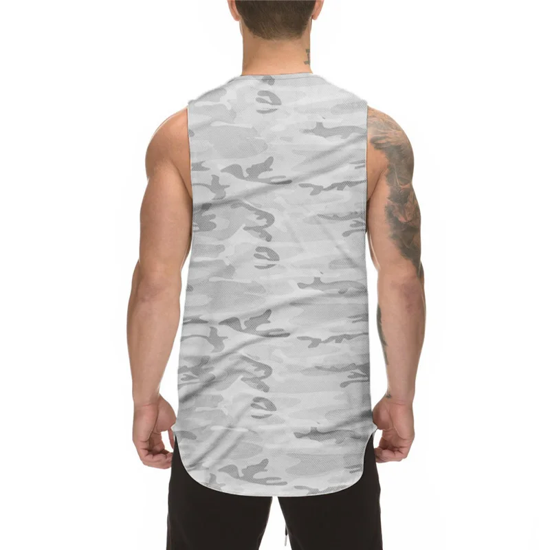 Still Willing Follow Freedom Print Camouflage Tank Tops Mens Fitness Sport Sleeveless Mesh Shirt Gym Bodybuilding Quick Dry Vest