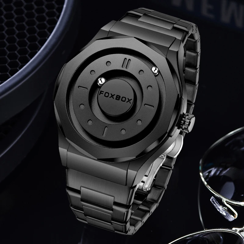 FOXBOX 2025 Luxe Horloges Mannen Creatieve Scrollende Kralen Quartz Horloge LUIK Mode Waterdicht Stalen Heren Horloge Reloj Hombre