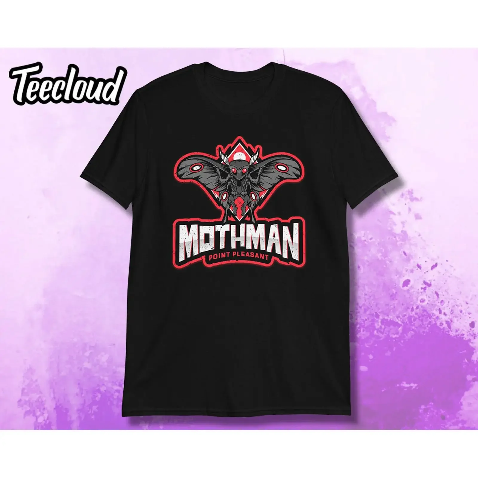 Mothman Distressed Sports Logo T Shirt Cryptozoology Point Pleasant Cryptid  vintage Washed fashion Soft Stretched Versatile