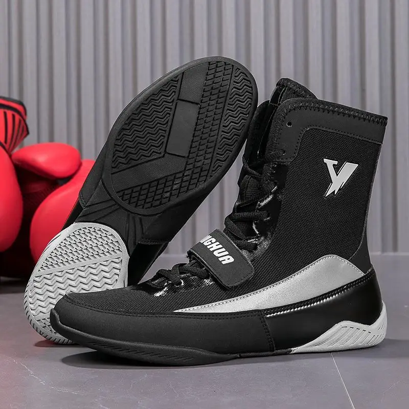 

Professional high top men's and women's combat sports combat anti-slip wrestling breathable match fitness boxing training shoes