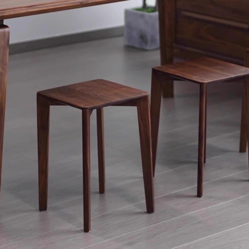 

North American Walnut Mortise Tenon Square Stool Solid Wood Abrasion Durable Fashionable Bench Escabroso Dining Room Furniture