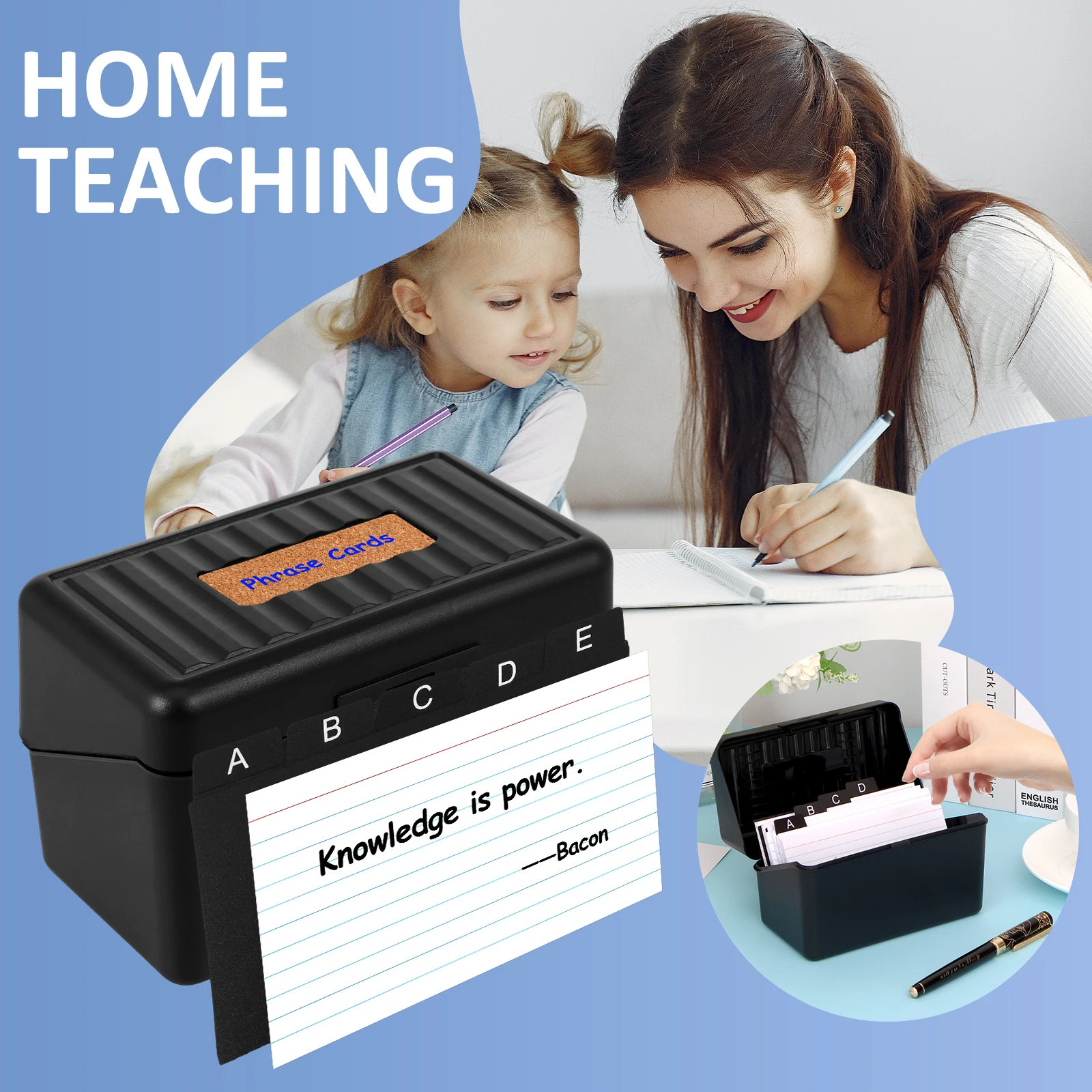 1 Set Index Card Organizer Box Plastic Index Card Holder Multi-functional Recipe Card Box 3x5Inch Cards Organizer with Note Page