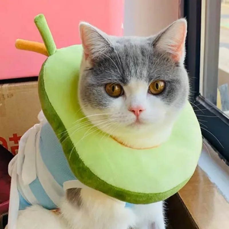 Soft Toast Avocado Shaped Cotton Pet Elizabethan Collar Dog Cat Adjustable Wound Healing Prevent Bite Neck Ring For Pets