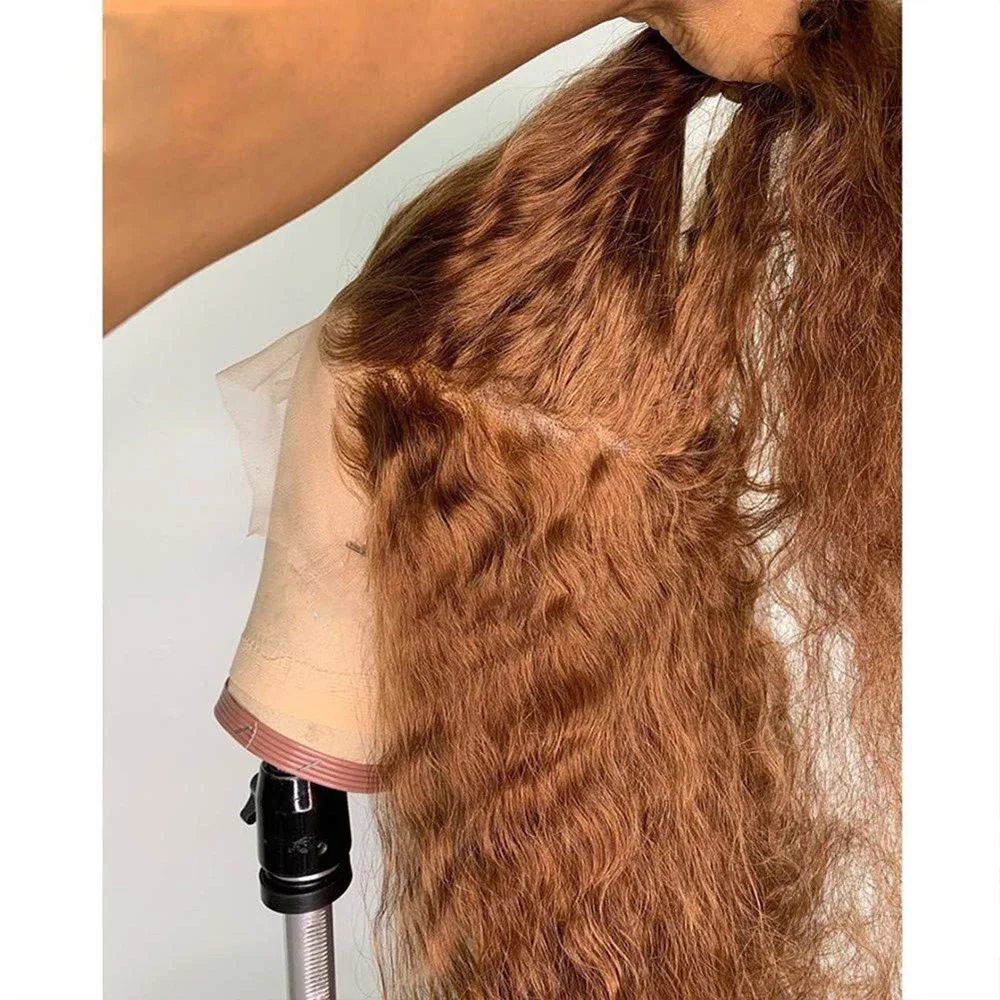 Laranja macio 26 Polegada preplucked longo 180 densidade kinky encaracolado perucas dianteiras do laço profundo para mulheres com cabelo do bebê sem cola diariamente