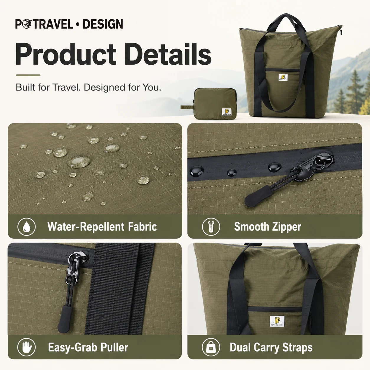 Sac fourre-tout de voyage étanche, sac à bandoulière pliable en Nylon, sac de transport de bagages de grande capacité, sac de week-end léger pour femmes et hommes