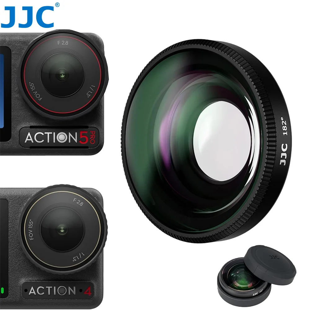 

Широкоугольный объектив JJC FOV Boost Lens с углом обзора 182 градуса для DJI Osmo Action 5 Pro 4, аксессуары для камеры, объектив с широким углом обзора