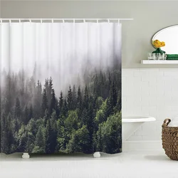 Nature Forest Scenery Waterproof Fabric Shower Curtain Trees landscape Printed Shower Curtains for Bathroom Shower with Hooks