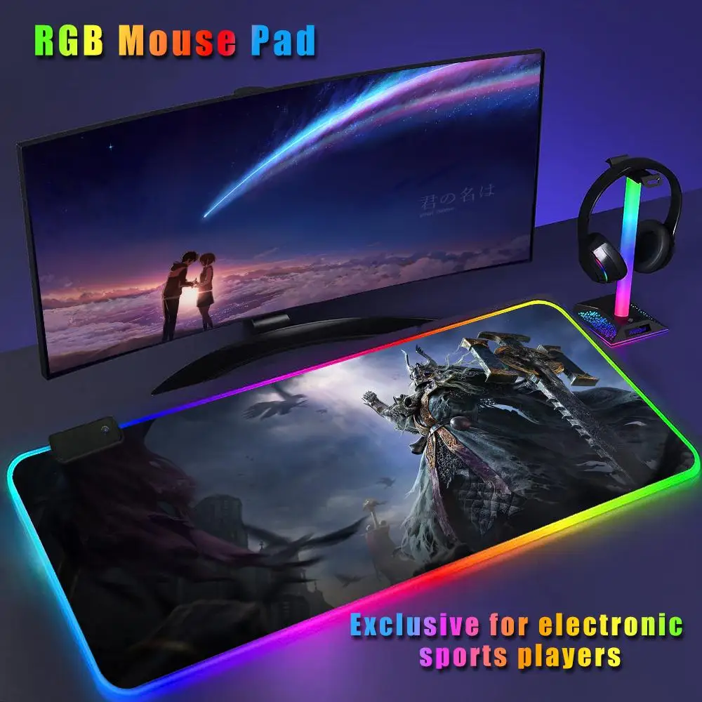 GAME Path of Exile 2 Anime Mouse Pad CS-GO anime character luminous super large RGB office game competitive keyboard pad