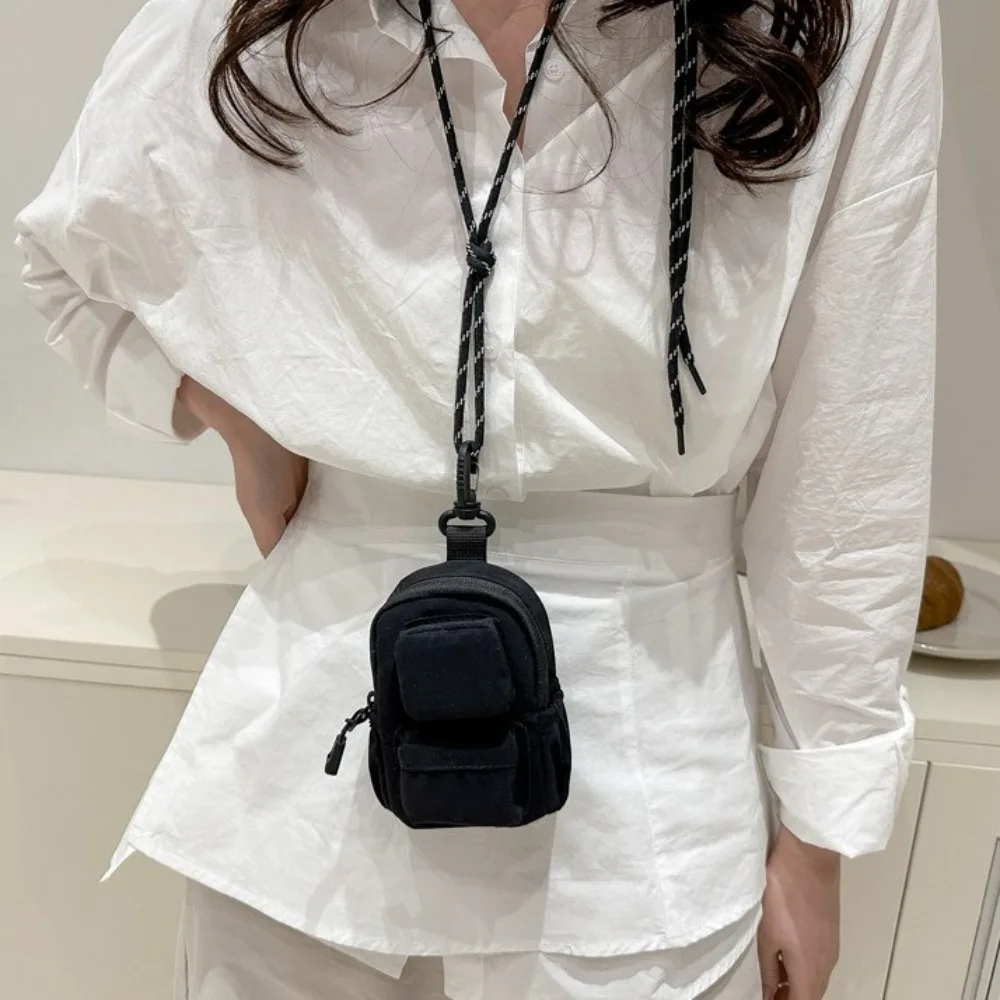 Nylon Hanging Neck Coin Purse Multifunction Shoulder Bag Lanyard Crossbody Bag Earphone Storage Bag Mini Wallet