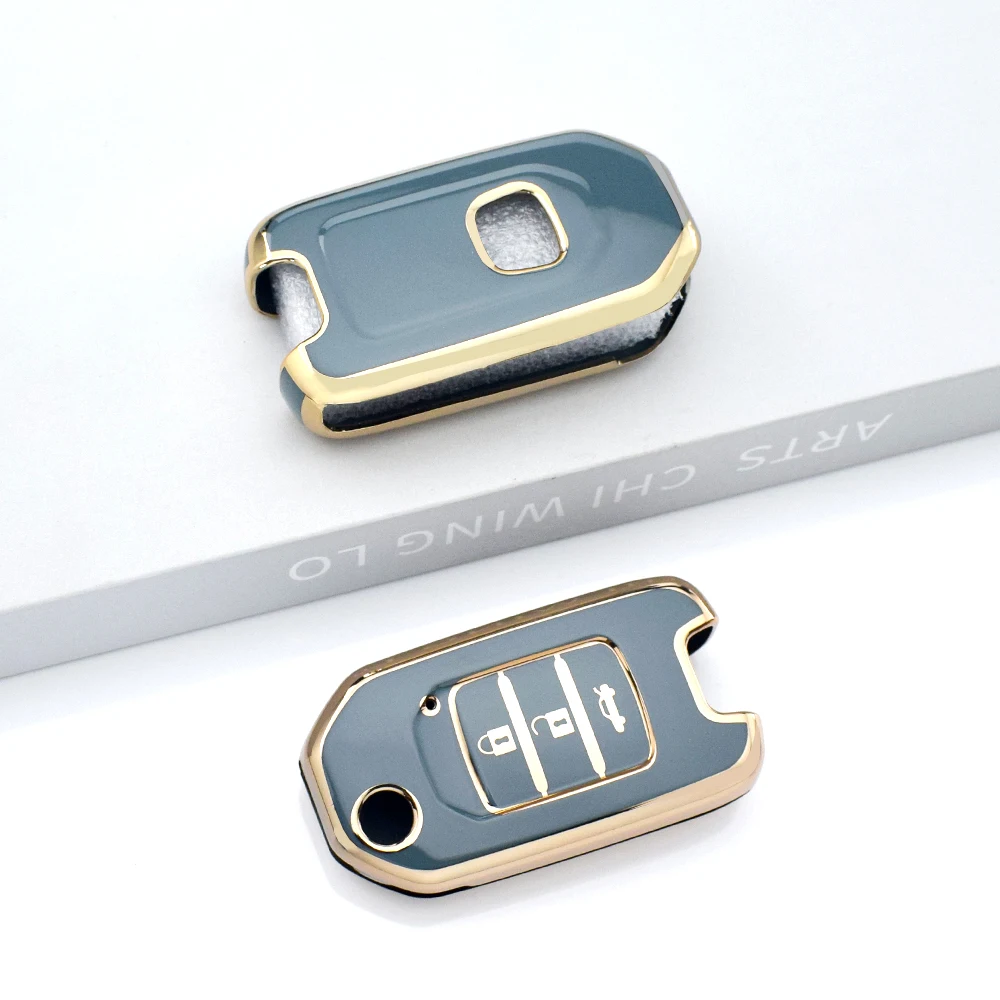 3 Buttons TPU Car Key Case for Honda Civic City Fit HR-V XR-V Folding Flip Auto Car Key Shell Accessories