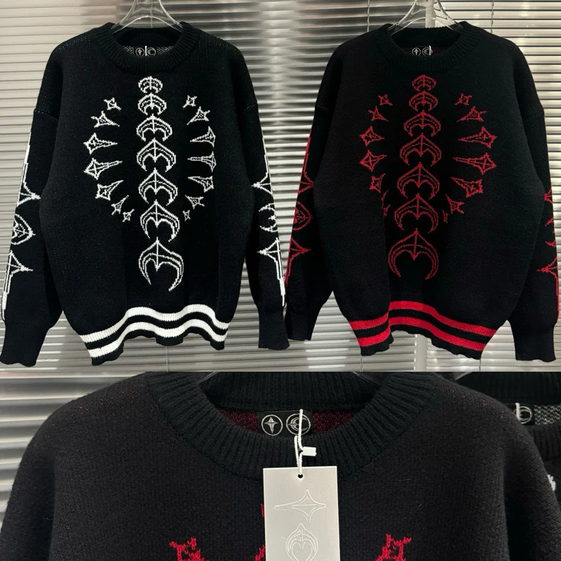 

THUG CLUB свитер осень-зима тренд для мужчин и женщин высококачественный повседневный жаккардовый вязаный пуловер с логотипом Thug Club