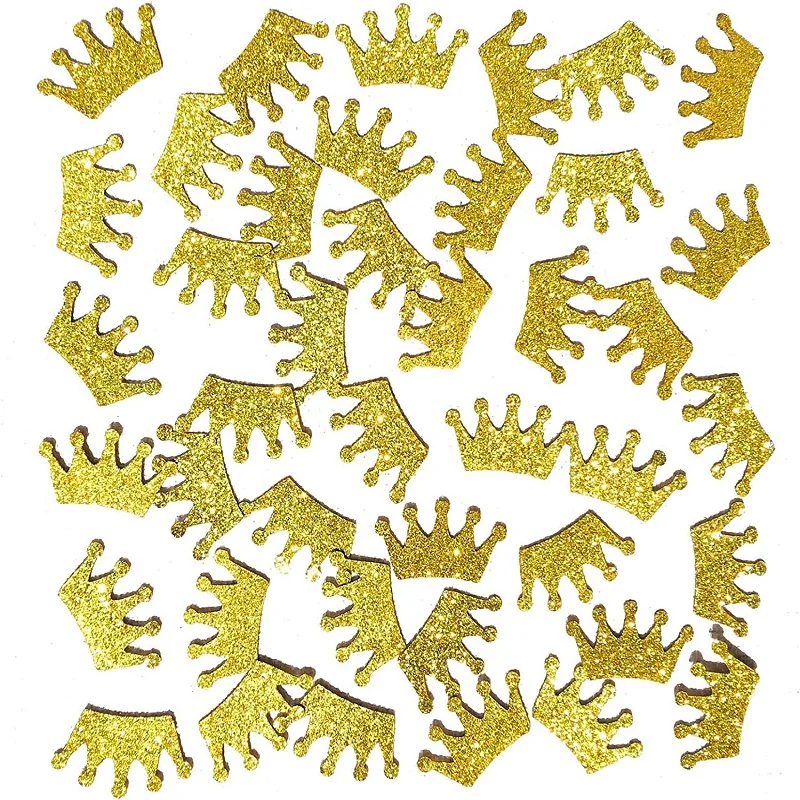 100pcs Gold Glittery Prince King Crown Confetti for Baby Shower Party Decorations