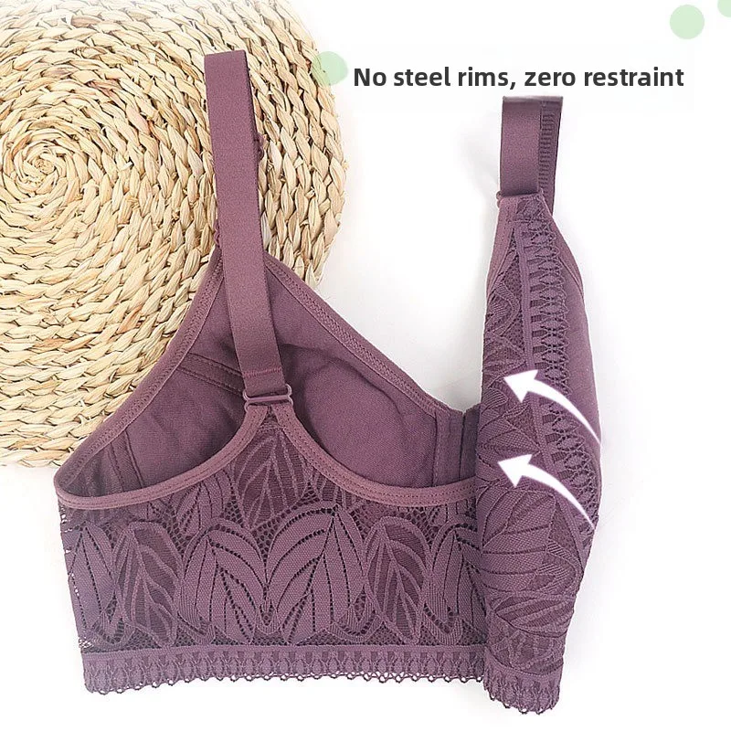 حمالة صدر مبطنة ناعمة بسحاب أمامي للنساء الأكبر سناً، حمالات صدر مريحة لاسلكية مع أشرطة قابلة للتعديل، تغطية كاملة مقاس كبير