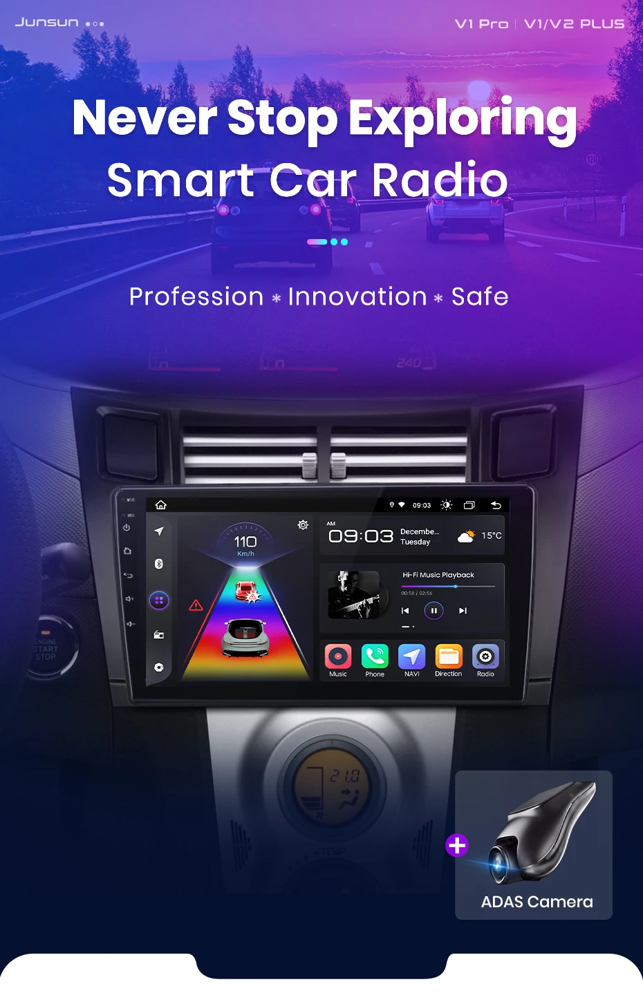 Junsun carplay android auto radio für toyota yaris 2005-2012 360 kamera auto intelligente systeme rds bt dsp 2 din autoradio – Detail 2