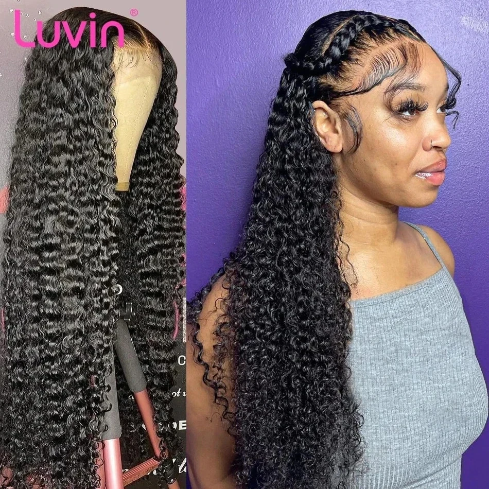 Luvin Loose Deep Wave HD Transparent 13x6 Lace Front Human Hair Wig 40Inch Water Curly Brazilian Remy 13x4 Frontal Wig For Women