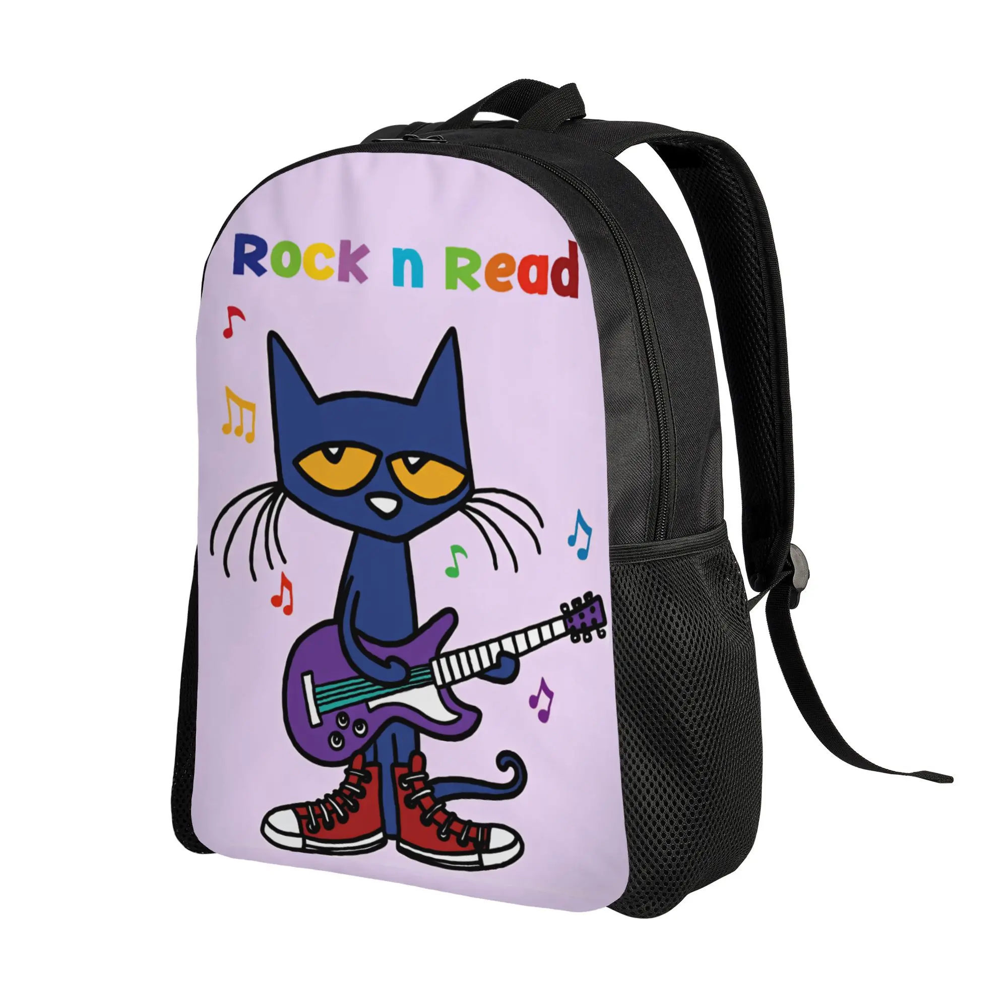 Petes the cat Rock In Read Backpack  Daily Backpacks Unisex High Quality Durable High School Bags Style Rucksack