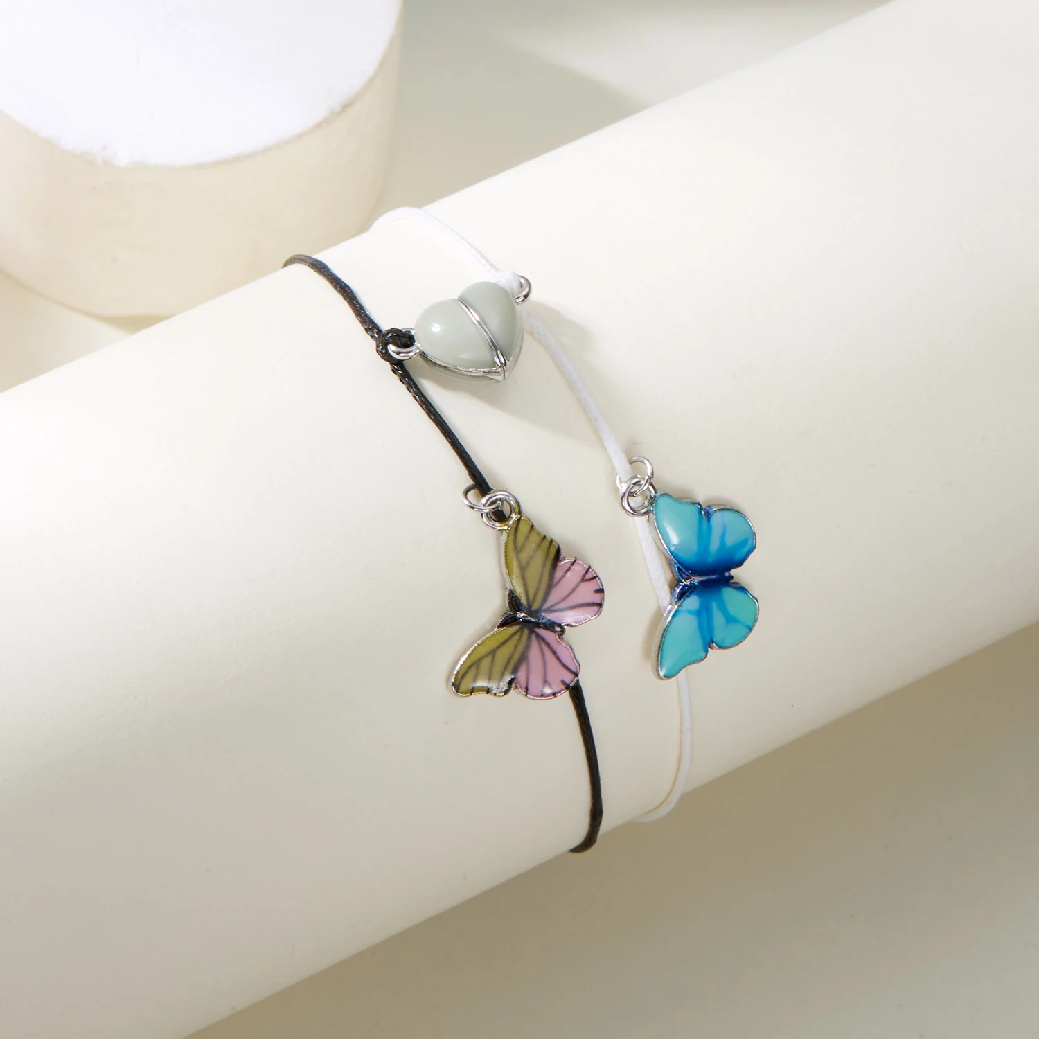 2 Teile/satz Schmetterling Paare Anhänger Leuchtendes Armband für Frauen Männer Minimalistisches Seil Geflecht Armband Freundschaft Schmuck Geschenke – Detail 8