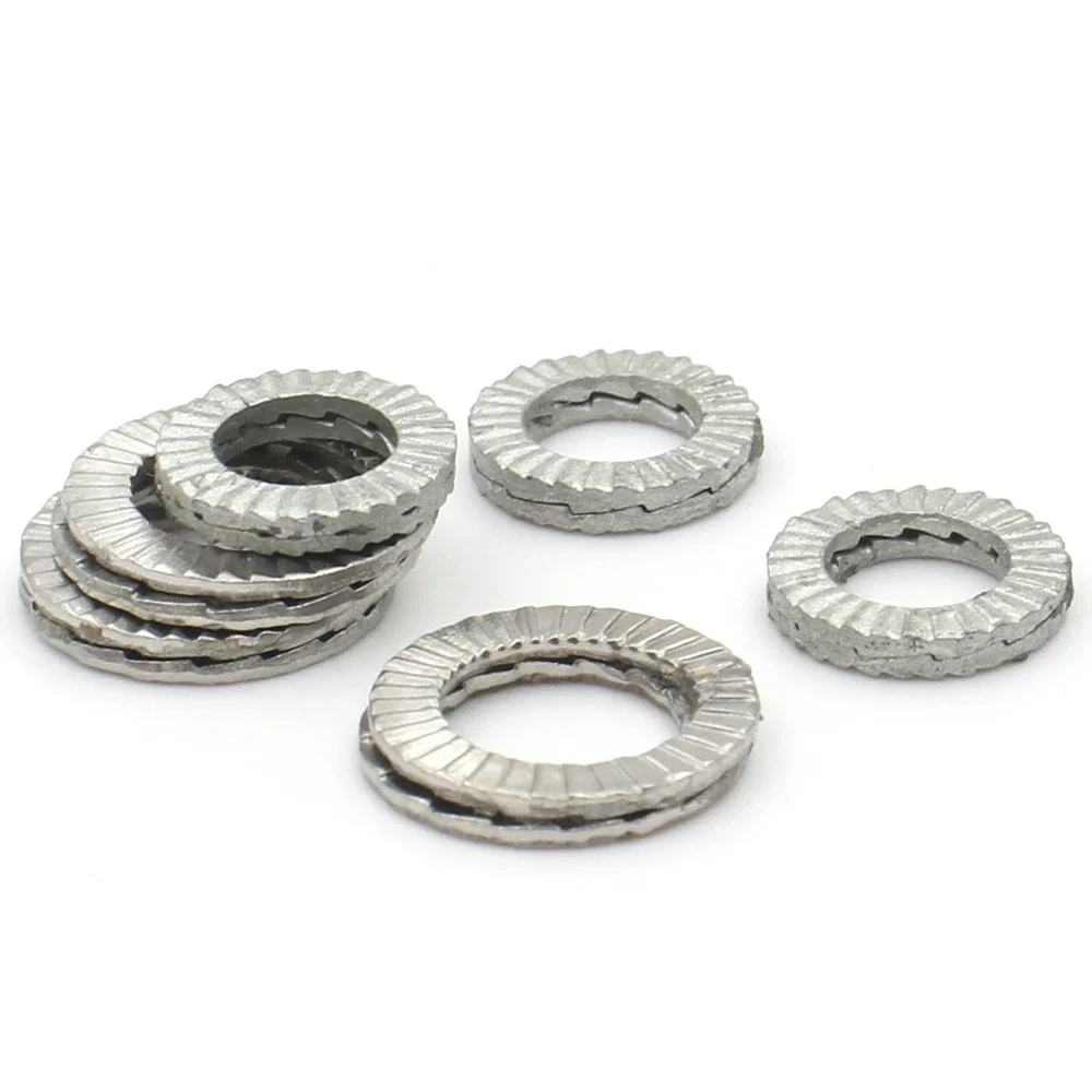 5/10/20 Pairs (2pcs glued) Dacromet Stainless Steel Self-Lock Washers Genuine Wedge M3 M4 M5 M6 M8 M10 M12 M14 M16 M18 M20 M22