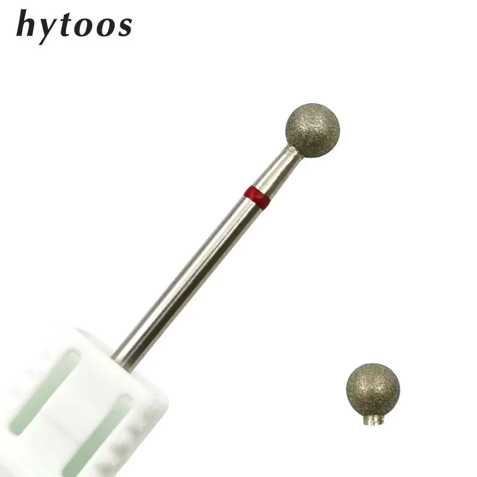 HYTOOS 5.0mm Ball Nail Drill Bits Fine Diamond Cuticle Burr Russian Mills Electric Manicure Drill Nails Accessories Tool