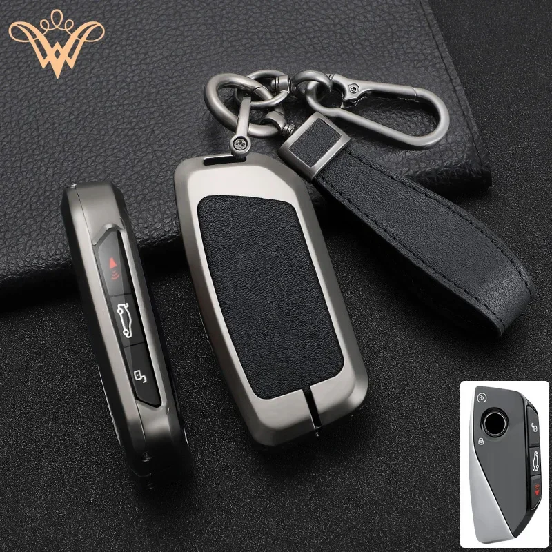 

Zinc Alloy+ Leather Car Key Case Cover For BMW 2023 I7 X7 G07 LCI IX I20 X1 U11 Series 7 735i G70 G09 XM U06 G81 M3