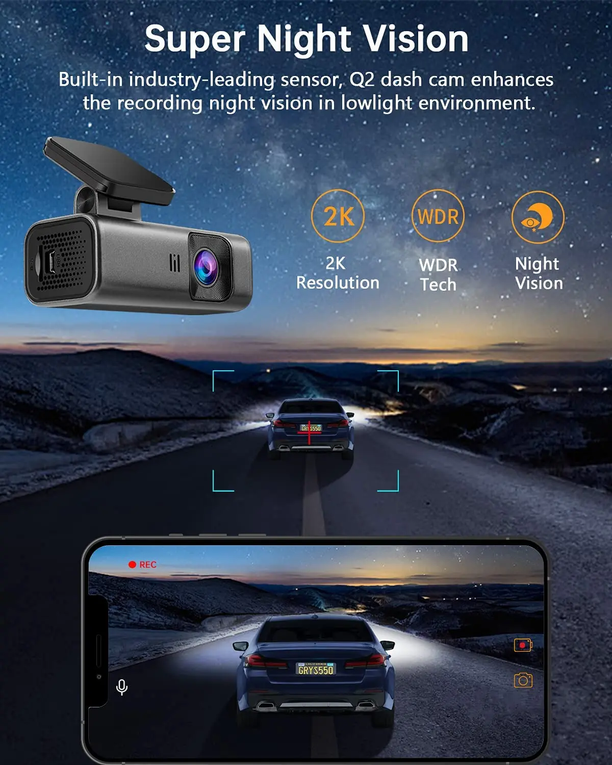 ADINKAM Mini Dash Cam 2K 1400P HD Video Recorder with IPS Screen Discreet Hidden DVR 24H Parking Monitoring WIFI Connect APP view 5