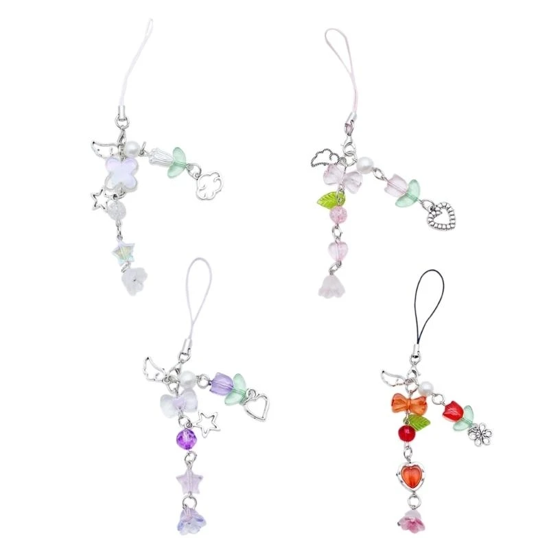 652F Unique Flower Charm Fashion Accessory Flower Keyring Bag Pendant Keychain for Phones and Backpacks