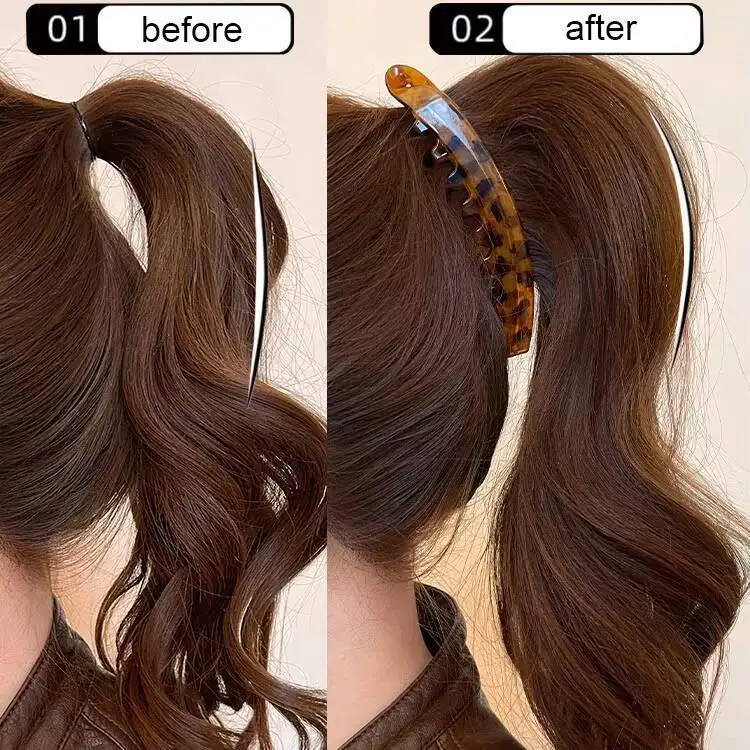 Pinza para el pelo de plátano de carey, horquilla en forma de pez para mujer, accesorios para el cabello, horquillas, abrazadera giratoria, pasadores de cola de caballo
