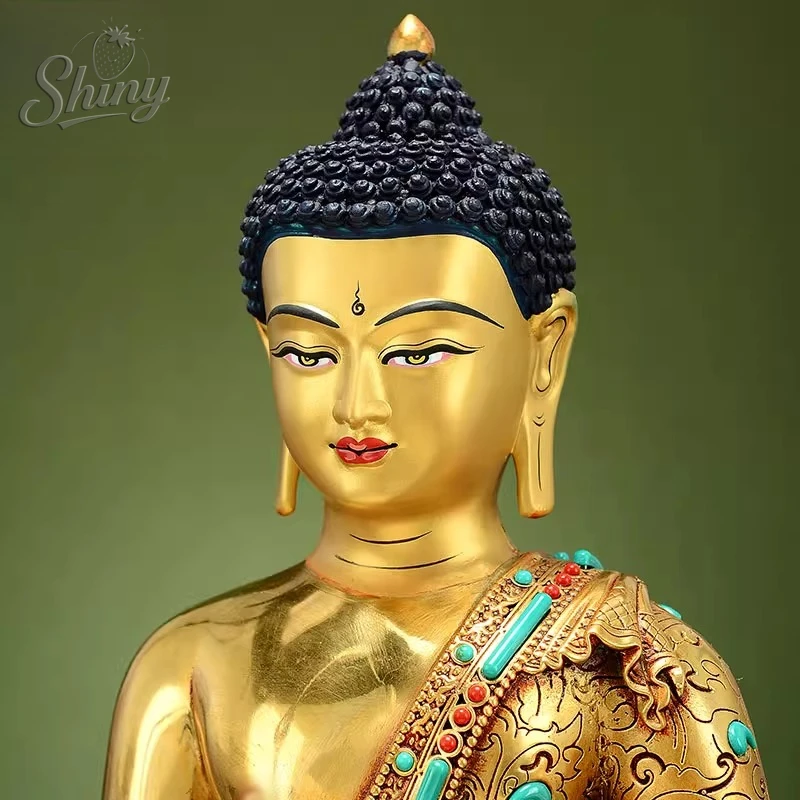 Tibet Buddha Statue Bronze Gilded Tathagata Medicine RU LAI Buddha Statue Family Protection Health Longevity
