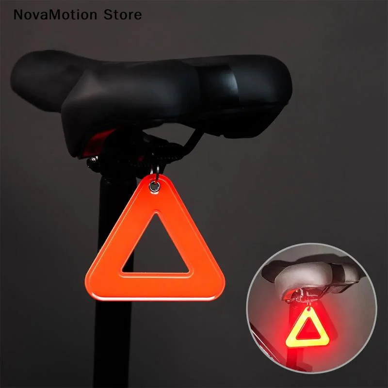 [NM]Multifunctional Elastic Reflective Triangle Sign Bicycle Hanging Reflector Night Riding Safety Warning Tag Safety Protect