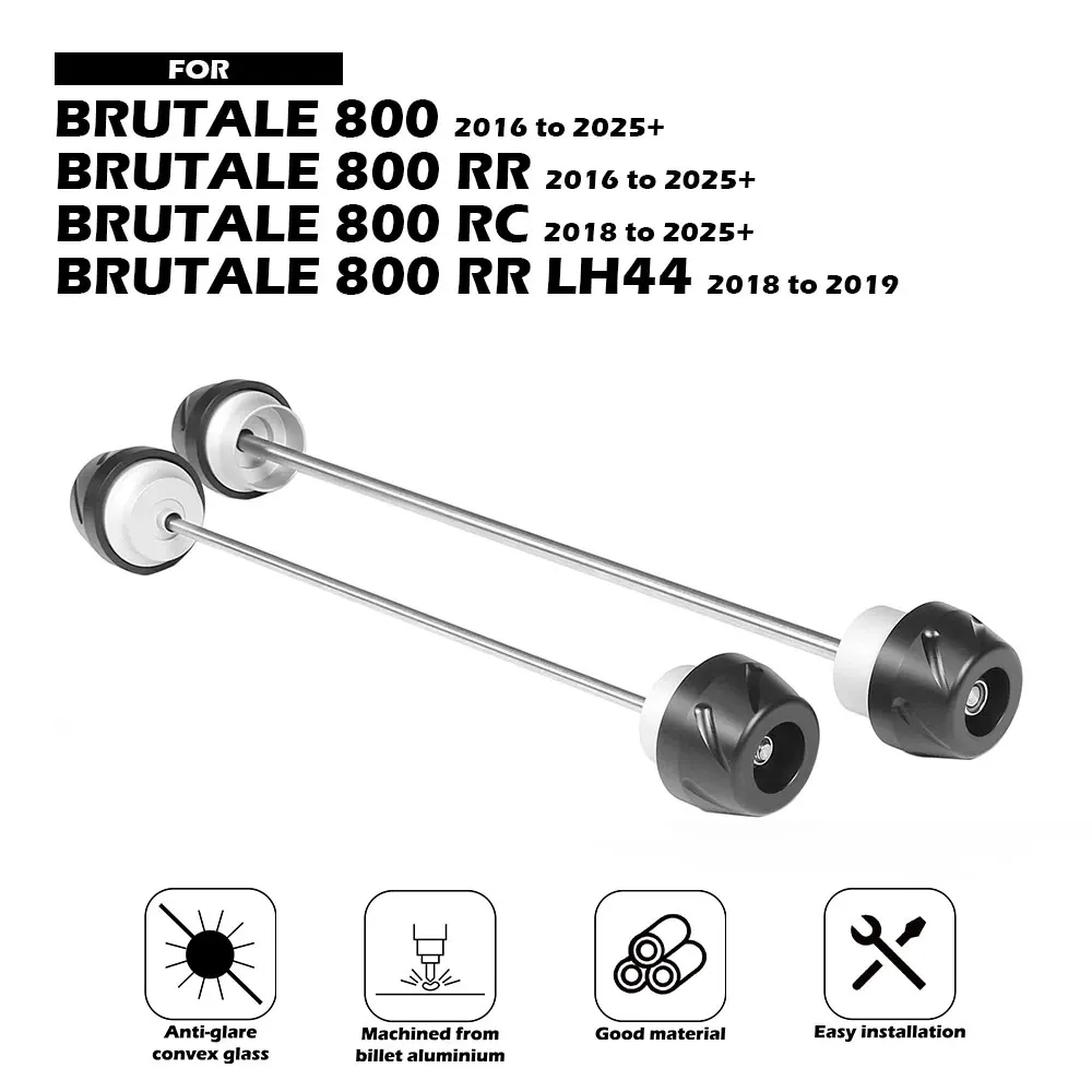 

EVO Spindle Bobbins Kit For Brutale 800 RR RC LH44 2016-2025 + Motorcycle Front Rear Axle Fork Crash Slider Accessories