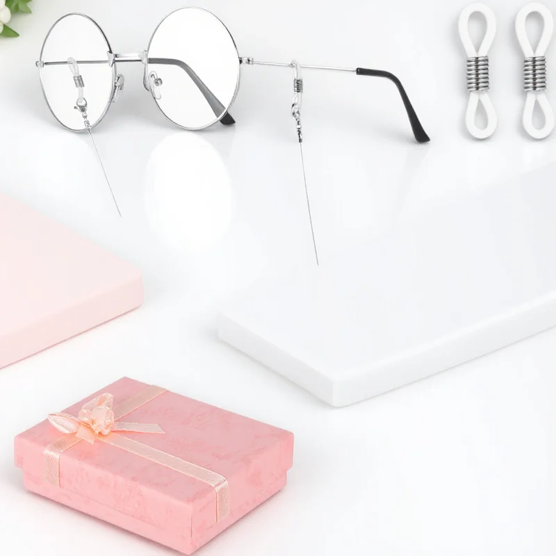 

Snake Chain Style Eyeglass Non-Slip Holder Silver Stainless Steel Eyeglass Chain Cord Neck Strap Durable Adjustable Rubber Ends